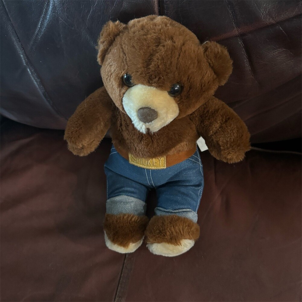 Smokey Bear Plush Stuffed Animal Brown Denim Jeans SMOKEY Belt Patch - Picture 4 of 4